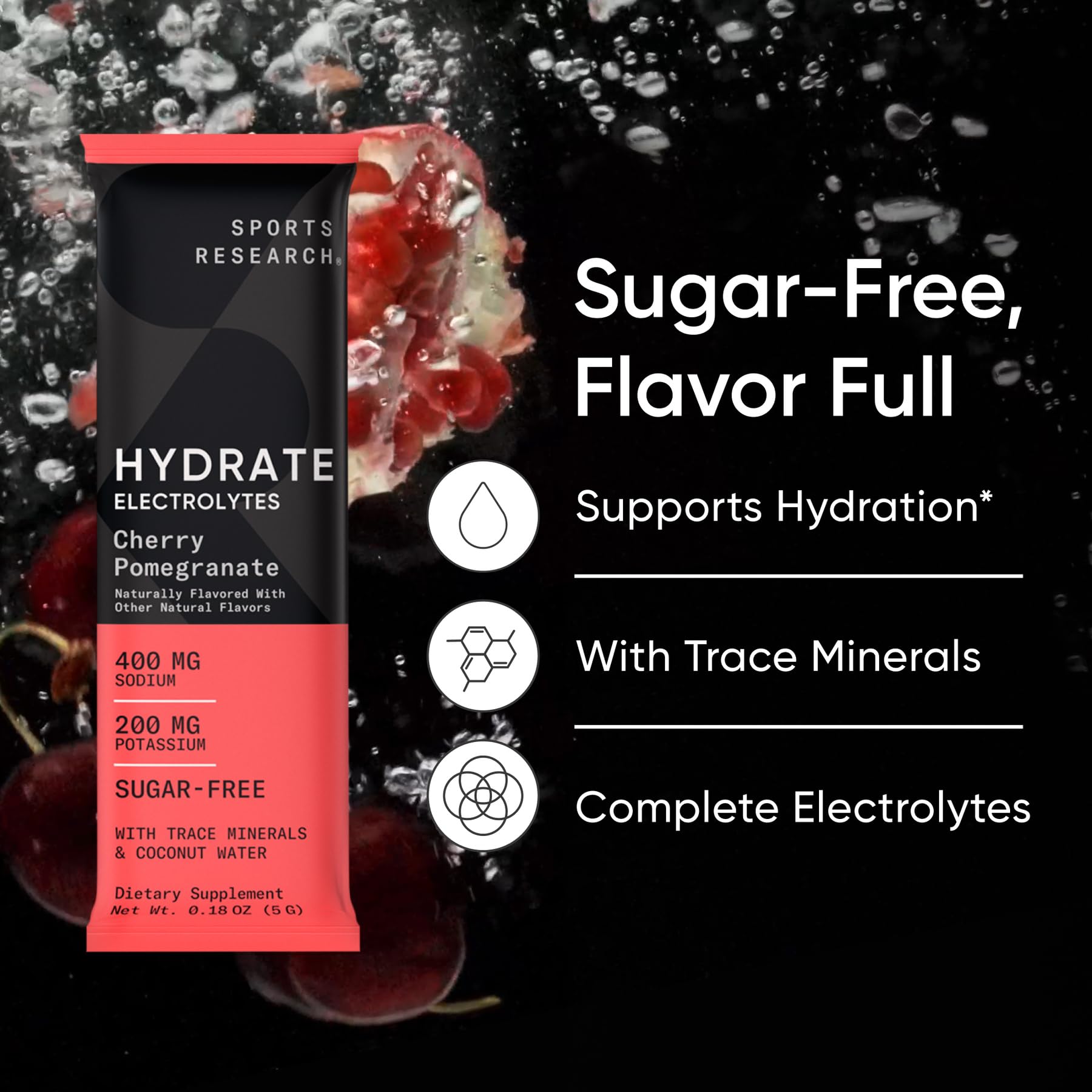 Sports Research Hydrate sticks fruit de la passion, goût frais pour les activités en plein air