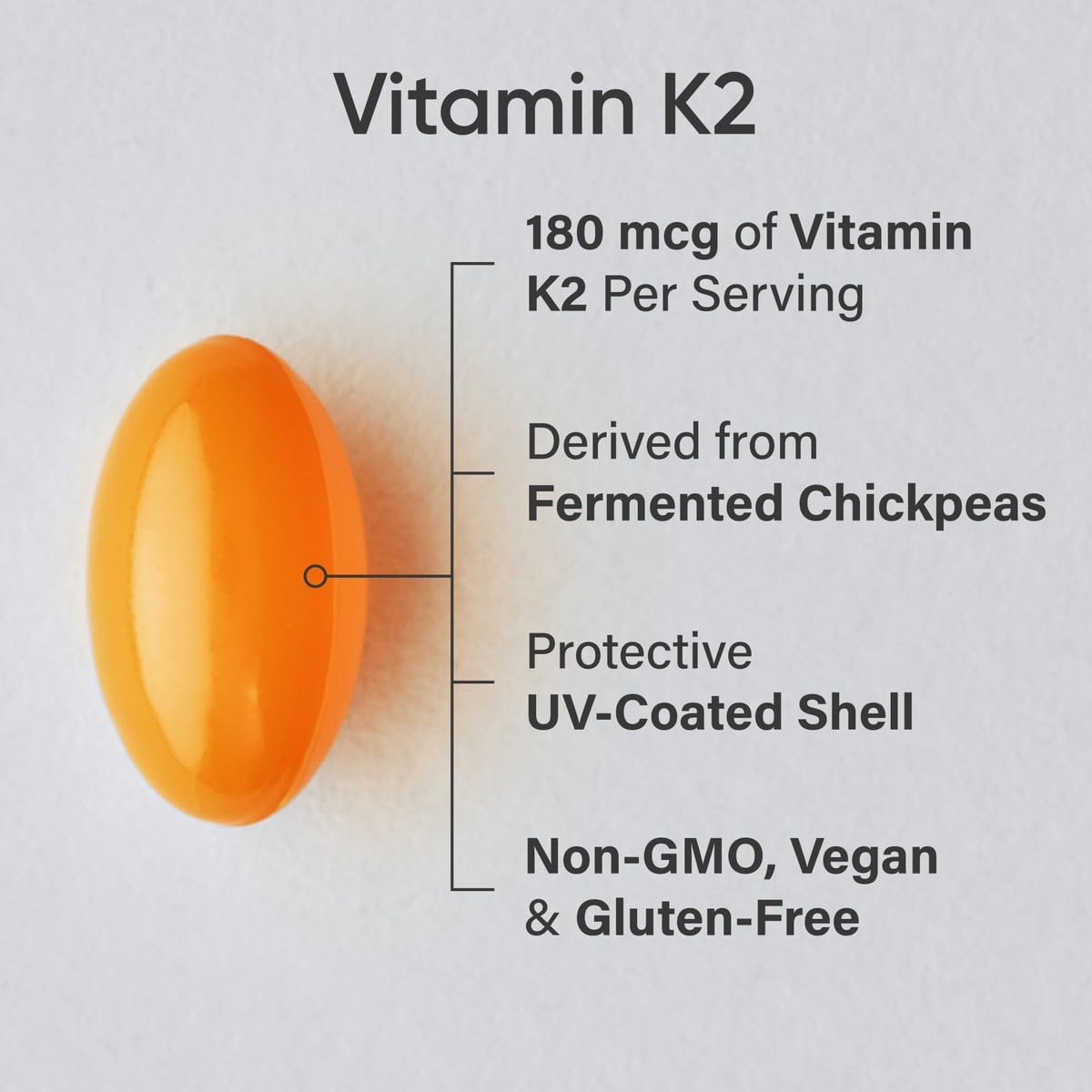 K2 MK7 vegan avec huile coco MCT, meilleure absorption lors du repas.