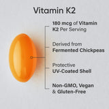K2 MK7 vegan avec huile coco MCT, meilleure absorption lors du repas.