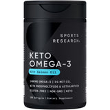 Sports Research Keto Omega: bouteille montrant le flacon, soutien potentiel en oméga-3