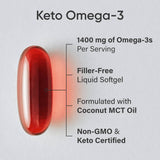 Sports Research Keto Omega: gélules visibles, facilite l apport quotidien d oméga-3