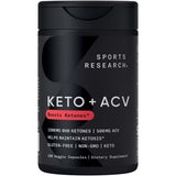 Sports Research Keto Plus ACV capsules près de la bouteille, soutien potentiel au régime keto.