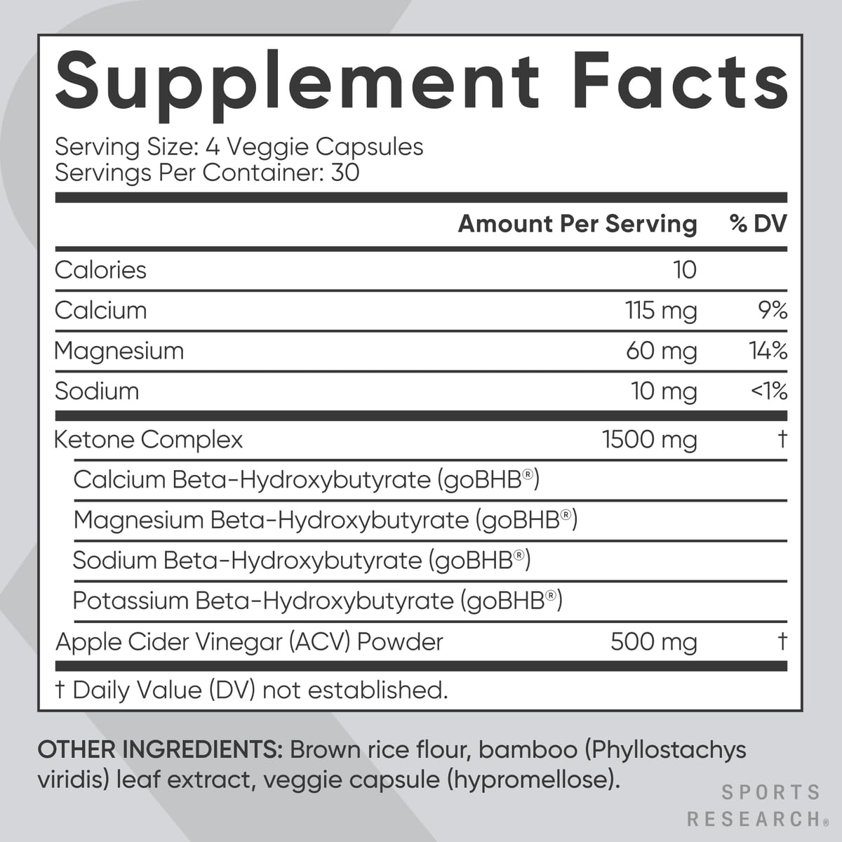 Produit sans gluten et vegan, certifié keto et fabriqué aux États-Unis.