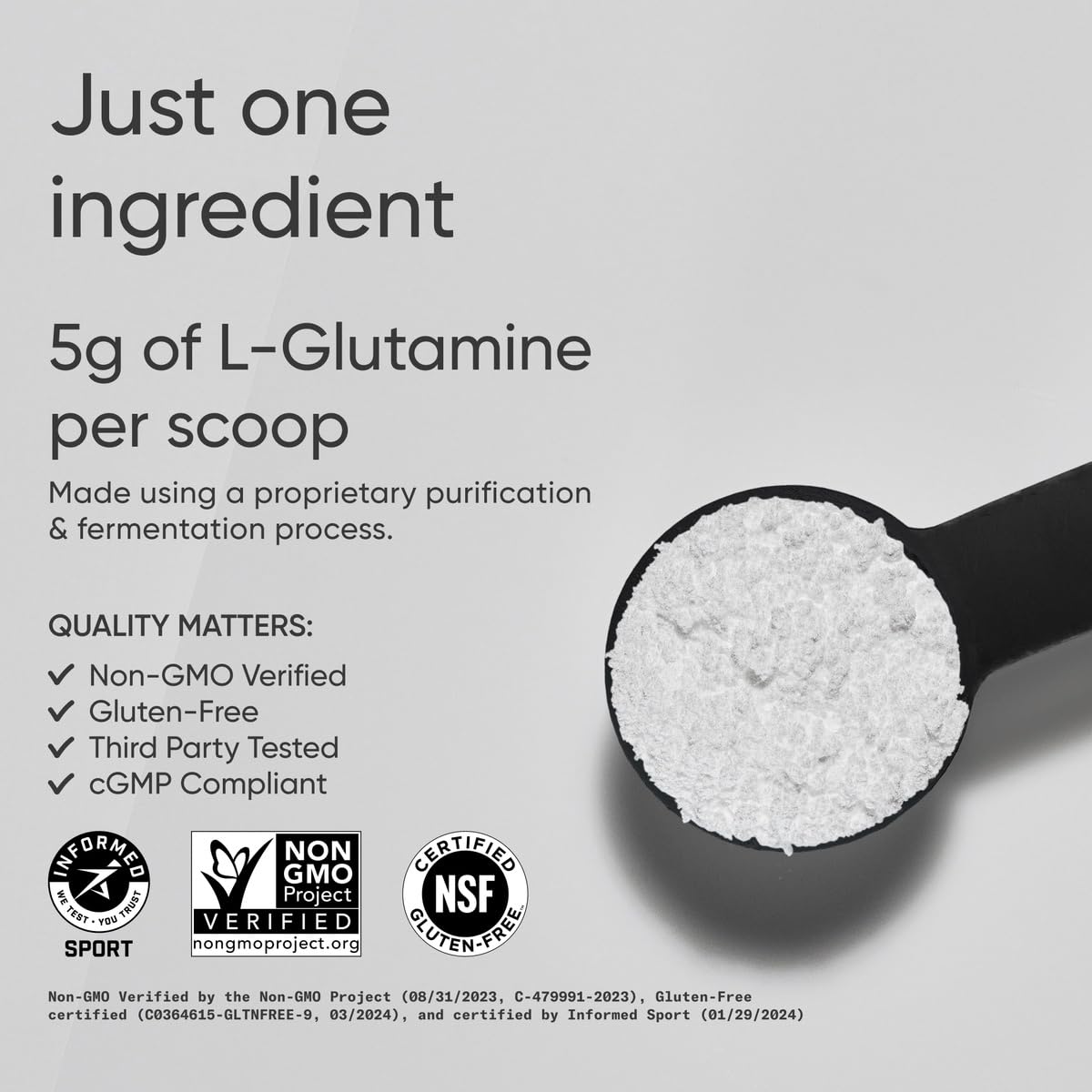 Sports Research L-Glutamine: cuillère-dose pour doser facilement et soutenir l'entraînement.
