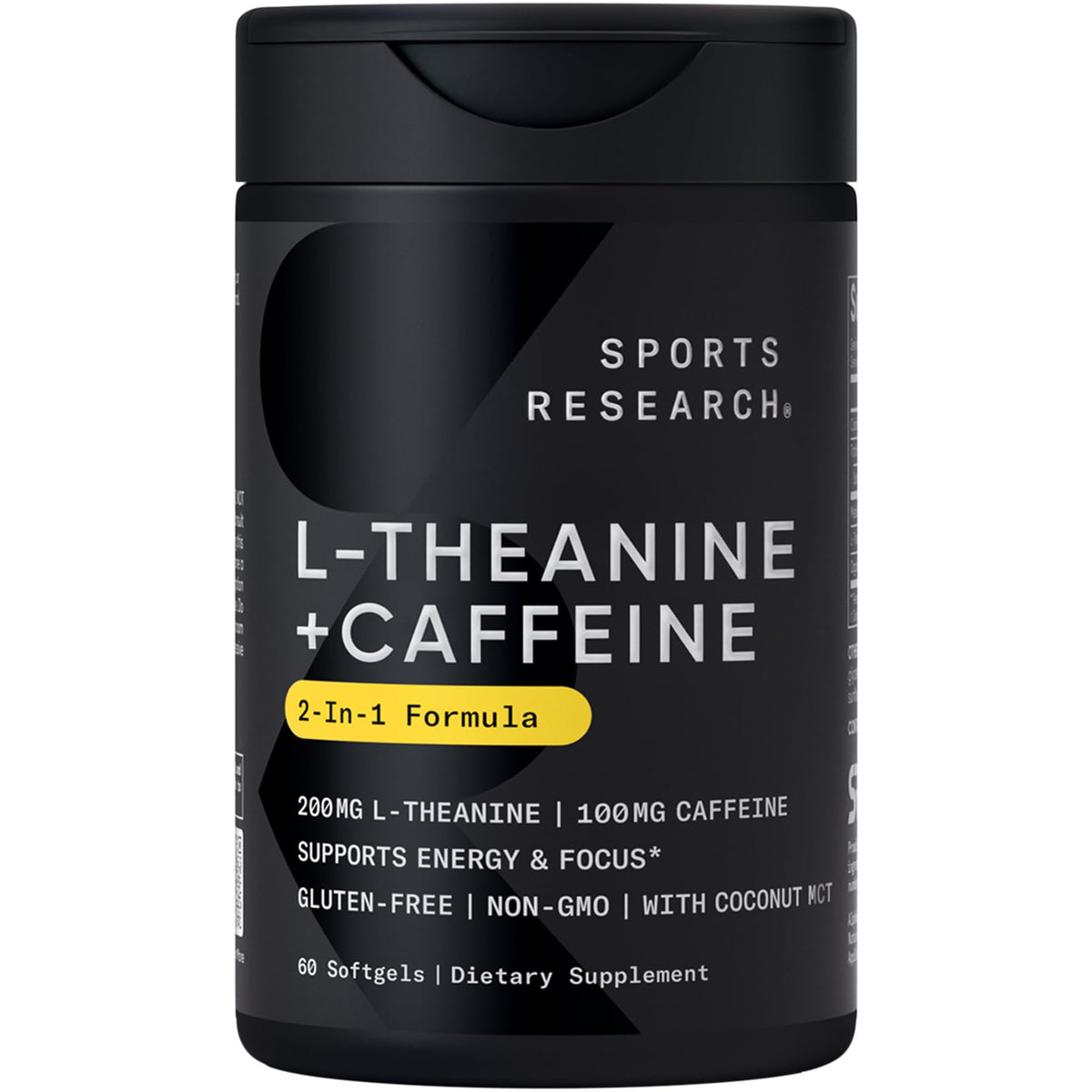 Bouteille Sports Research L-Theanine Caféine MCT prête à améliorer la concentration