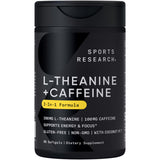 Bouteille Sports Research L-Theanine Caféine MCT prête à améliorer la concentration