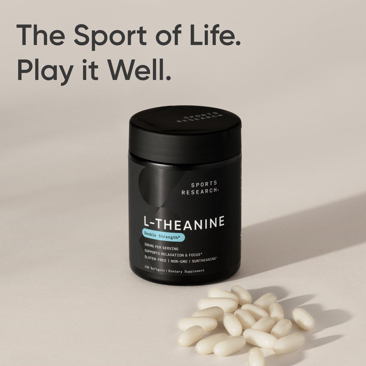 Sports Research L-Theanine - dose double favorise concentration et relaxation possibles.