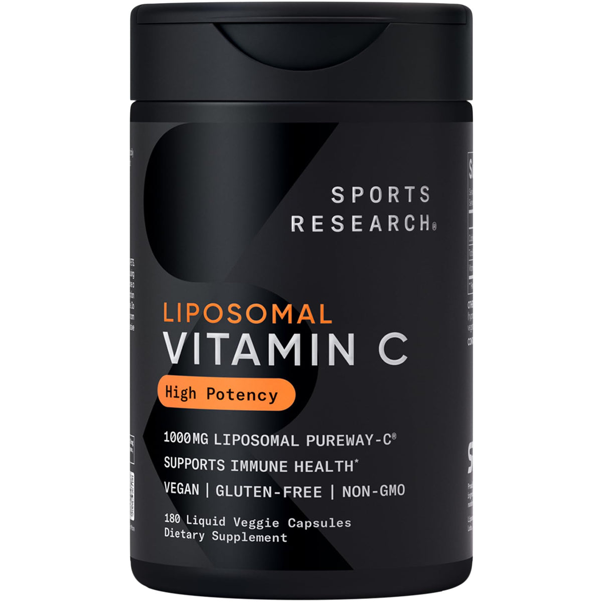 Sports Research vitamine C liposomique 1000 mg, bouteille: soutien quotidien et absorption potentiellement améliorée.
