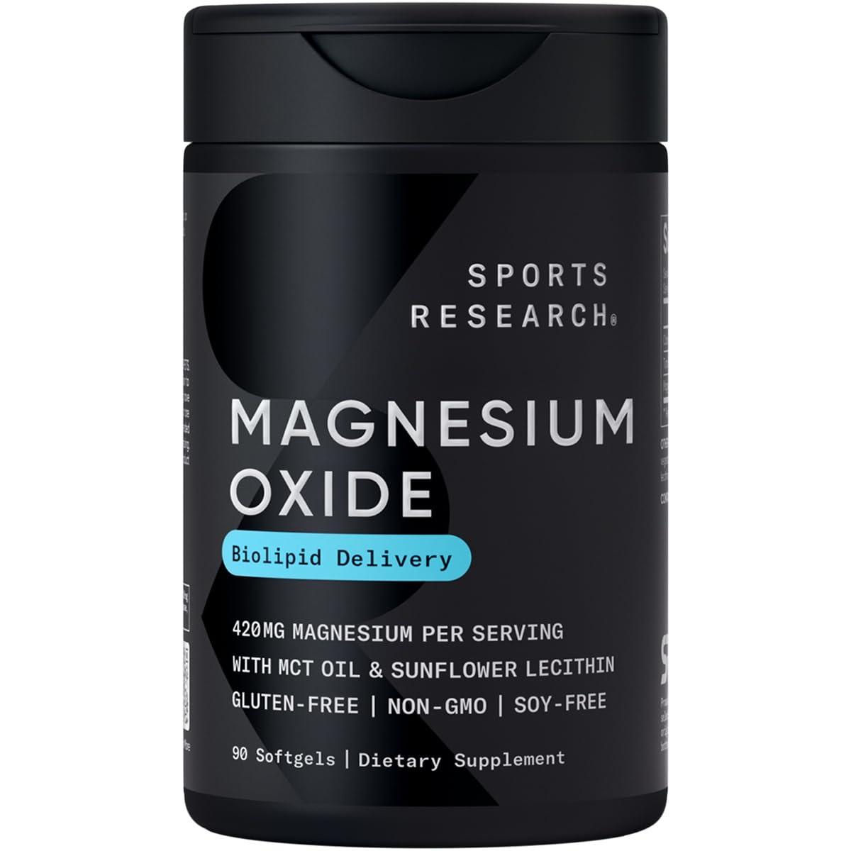 Sports Research magnesium oxide: capsule huile-mct-noix-de-coco favorisant l’absorption quotidienne.