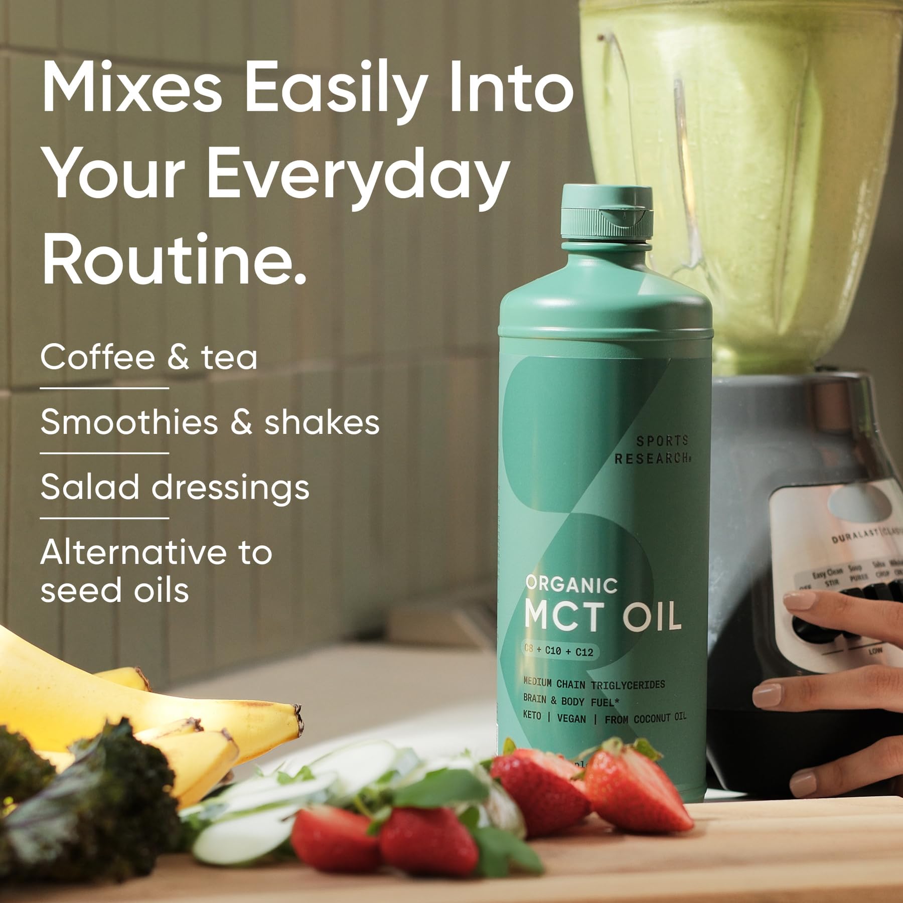 Sports Research MCT Oil certifié Informed Choice et sans OGM.