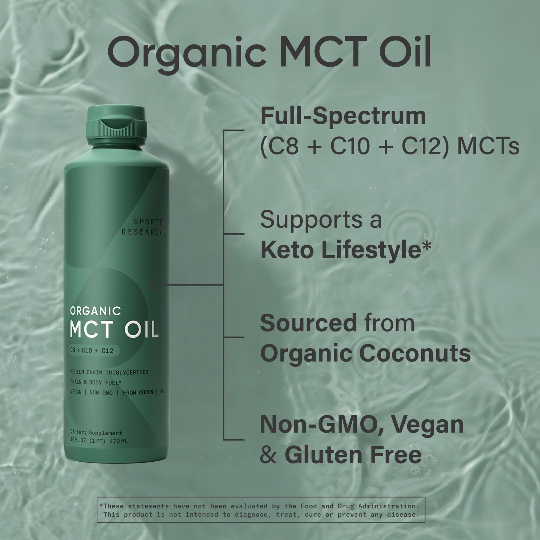 Sports Research MCT Oil mélangé dans smoothie sans arôme.