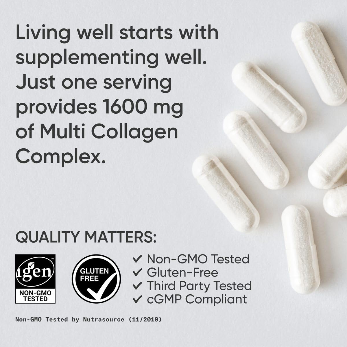 Sports Research Multi Collagen avec acide-hyaluronique, mise en avant d'une hydratation potentielle.