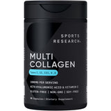 Sports Research Multi Collagen emballage clair, aperçu pour articulation et peau potentielle.