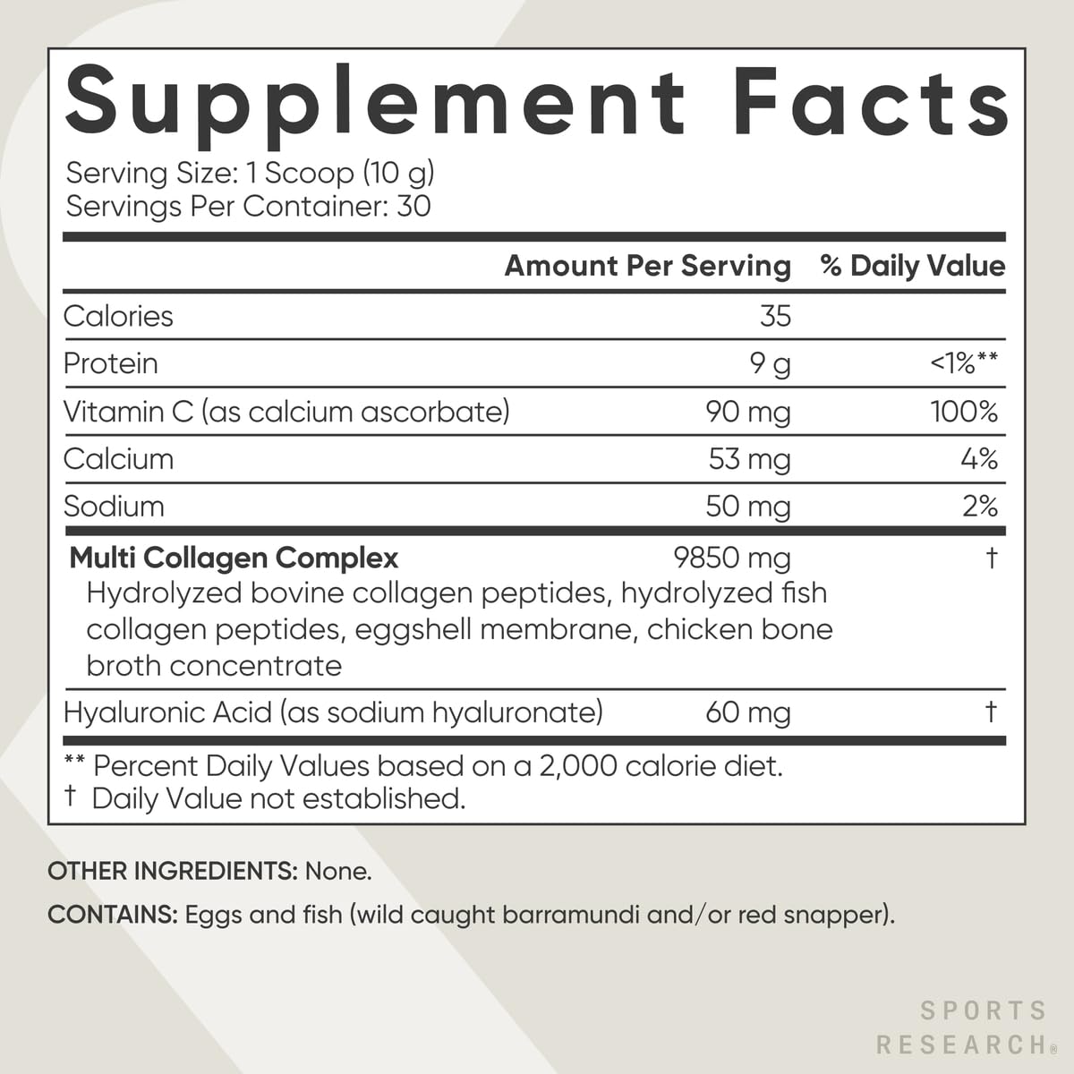 Sports Research Multi Collagen: hyaluronique et acide ascorbique pour peau et mobilité
