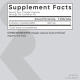 NAC 600 mg sans OGM, contrôle qualité par Sports Research.