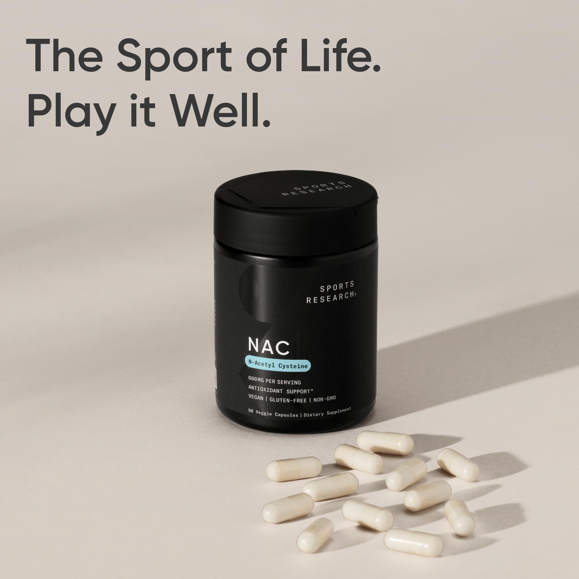 Fabrication aux États-Unis du NAC 600 mg, par Sports Research.