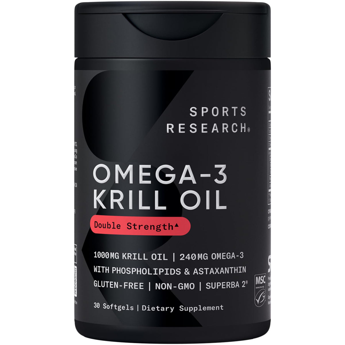 Sports Research Omega-3 Krill Oil en bouteille, MSC durable et sans gluten