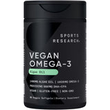 Sports Research Omega-3 véganes en bouteille, source d’oméga-3 végétal.