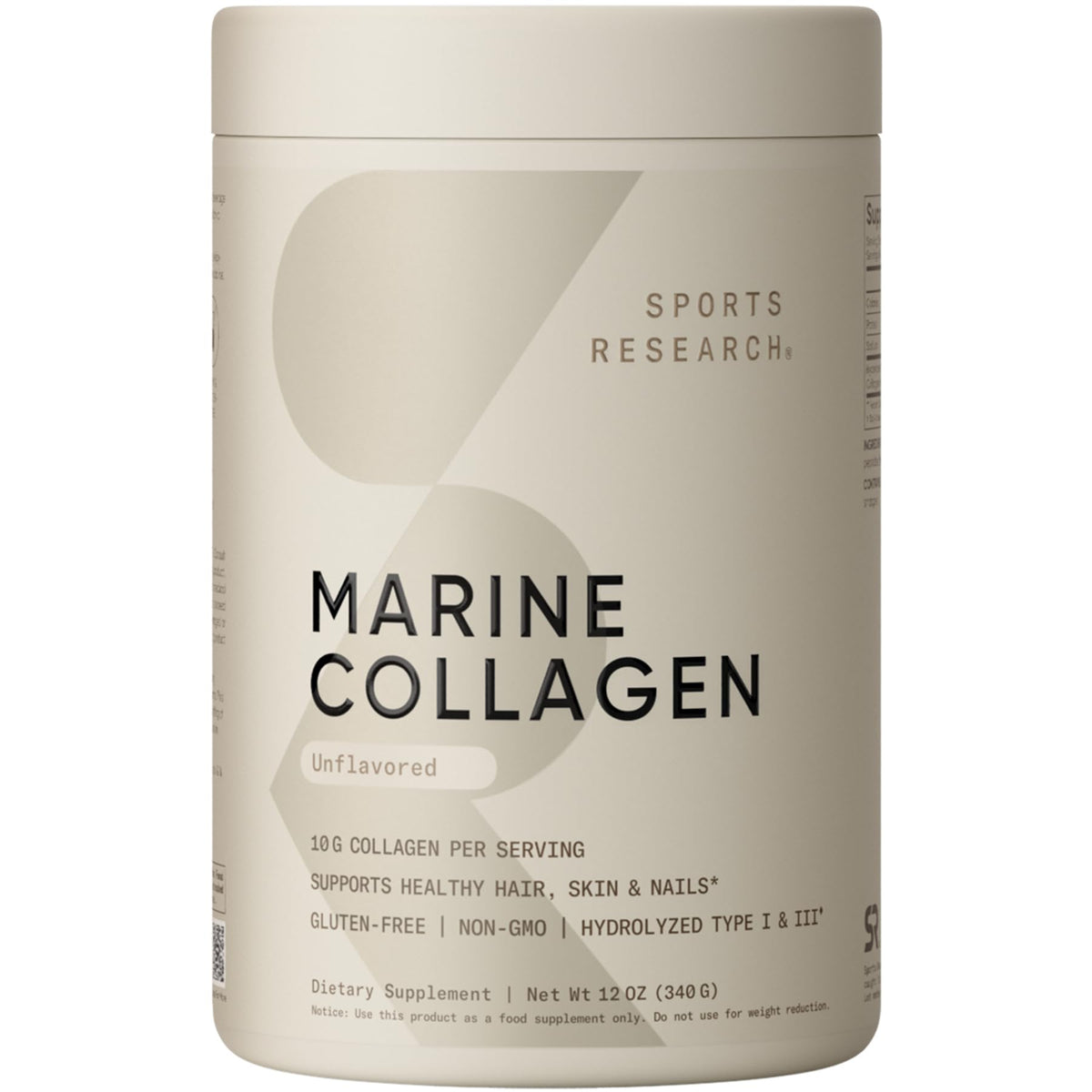 Sports Research Poudre collagene marine: texture fine pour peau et articulations.