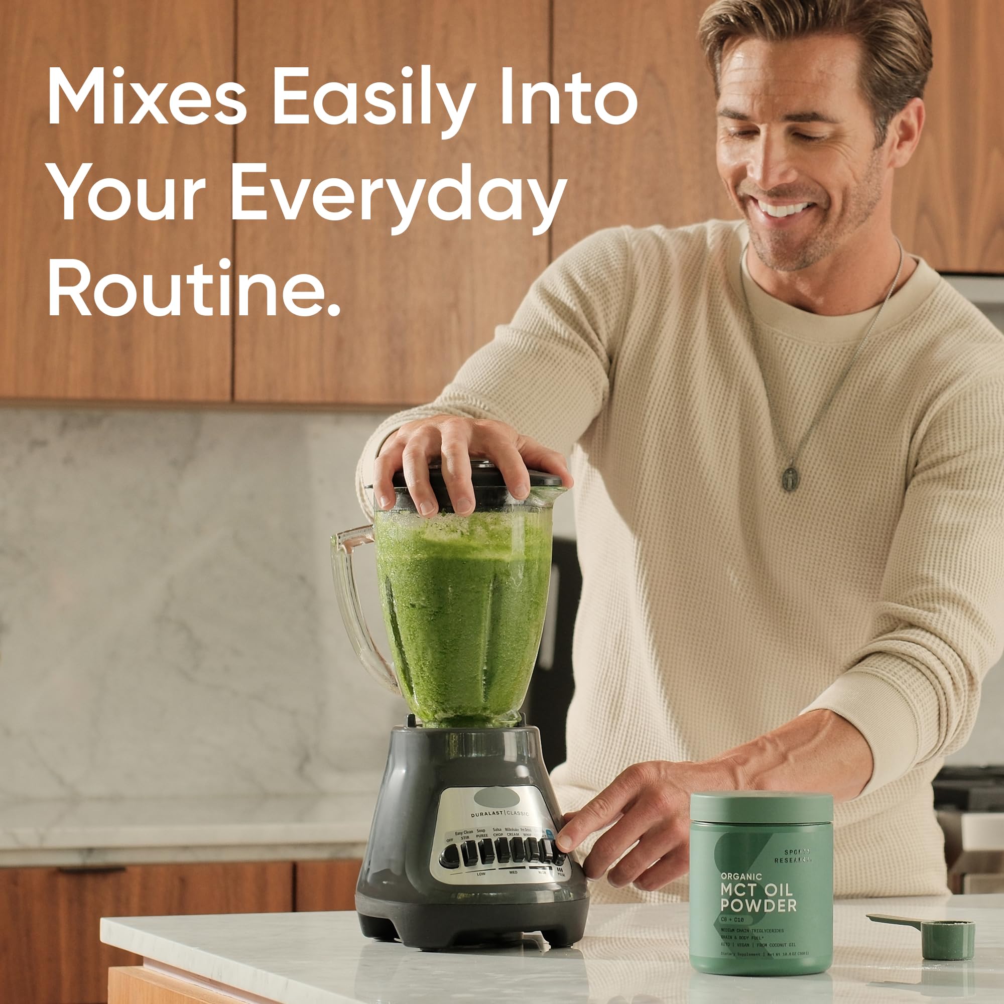 Sports Research Poudre MCT énergie et concentration potentielles quotidiennement.