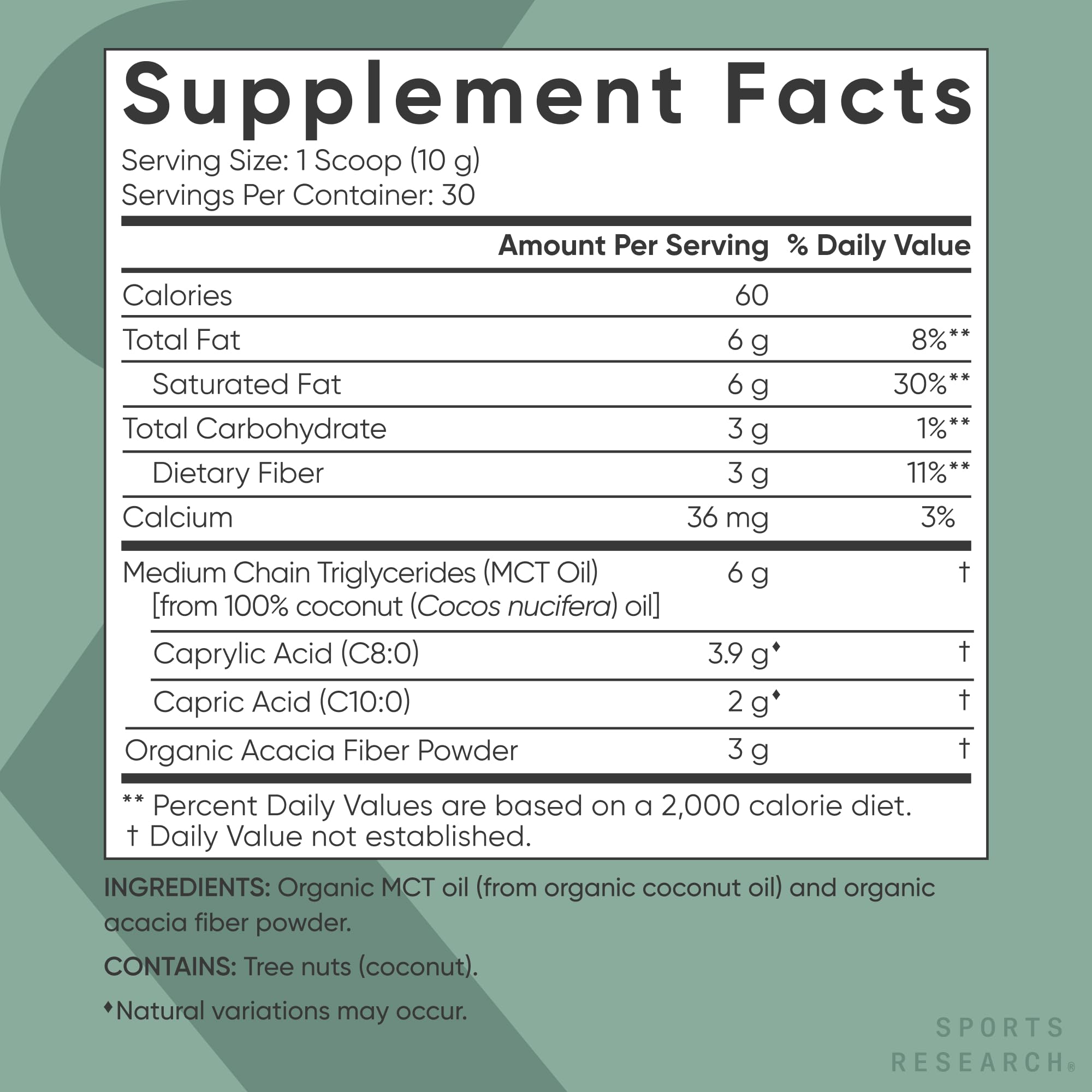 Sports Research Poudre MCT pour cuisine légère, cuisson et pâtisserie.
