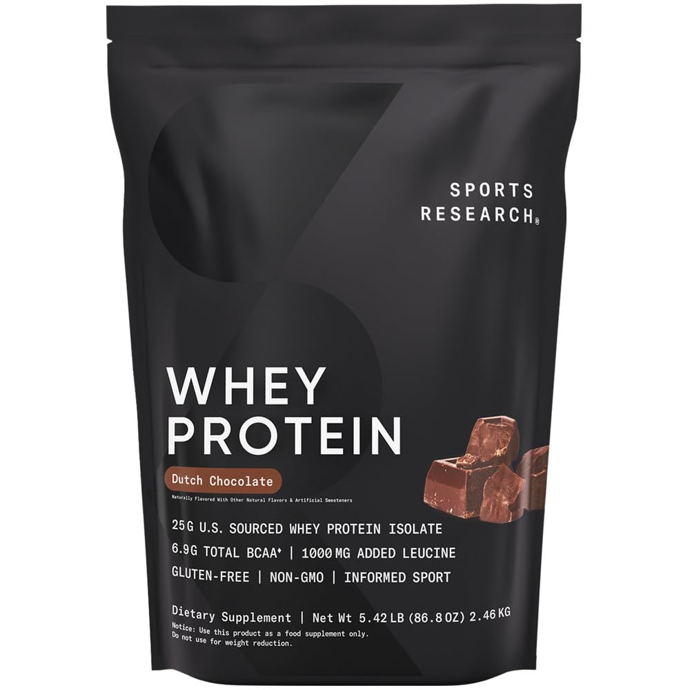 Sports Research Whey Protéine chocolat hollandais, poudre protéinée savoureuse pour récupération post-entraînement