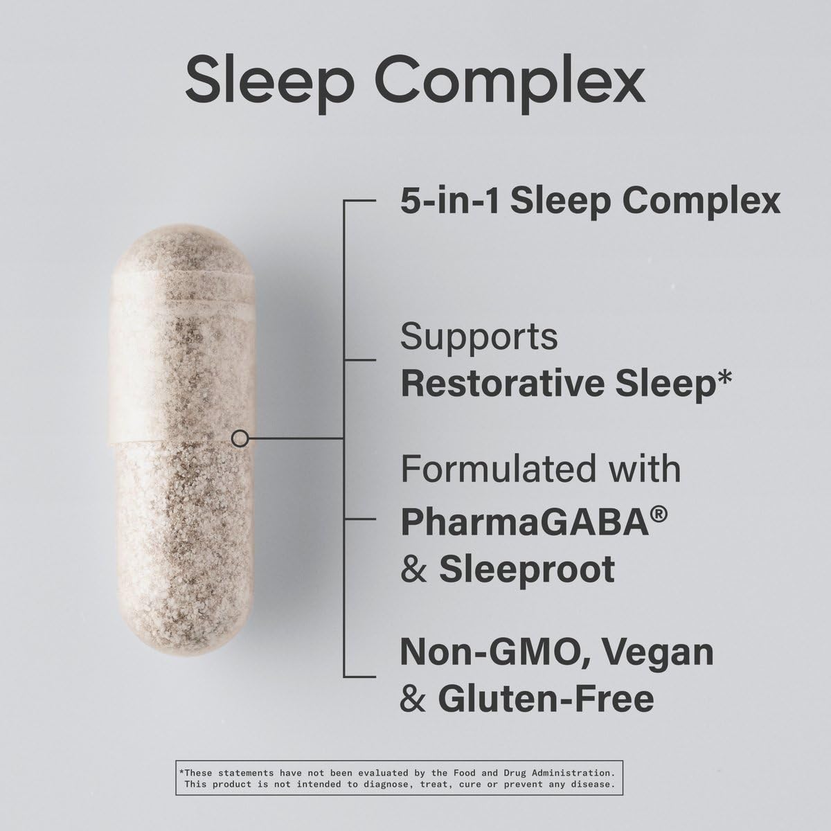 Sports Research Sleep Complex – étiquette ingrédients, formulation végan et sans mélatonine pour le soir.
