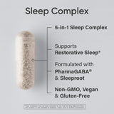 Sports Research Sleep Complex – étiquette ingrédients, formulation végan et sans mélatonine pour le soir.