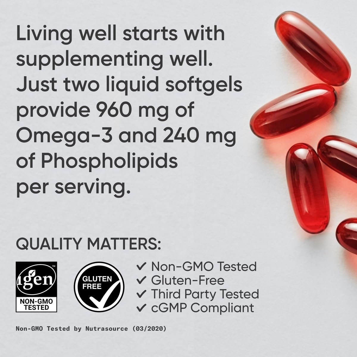Sports Research Total Omega-3: absorption améliorée grâce aux esters cireux et phospholipides.