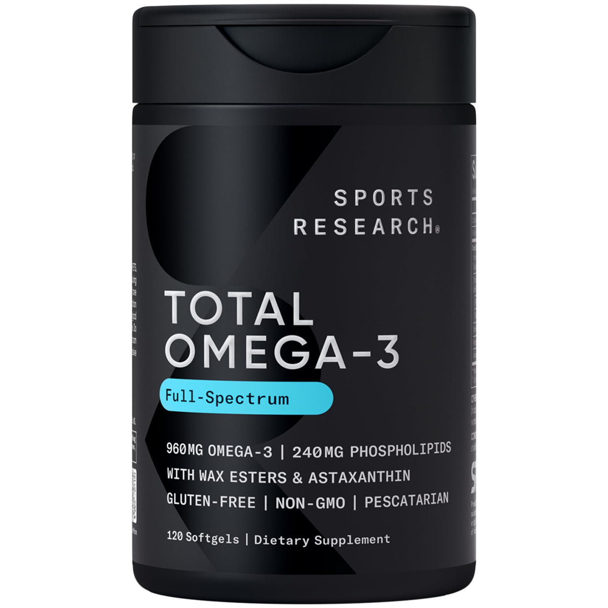 Sports Research Total Omega-3: bouteille de gélules pour le bien-être quotidien.