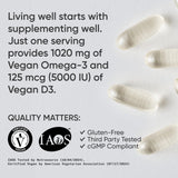 Sports Research Vegan Omega-3 D3, huile d'algue: source végétale EPA et DHA.
