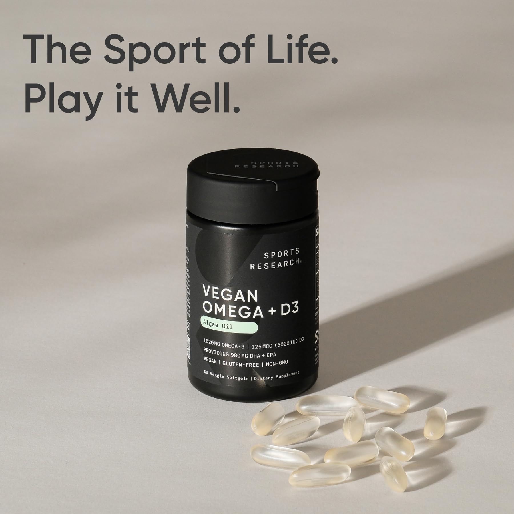 Sports Research Vegan Omega-3 D3, testé par des tiers: fiabilité.
