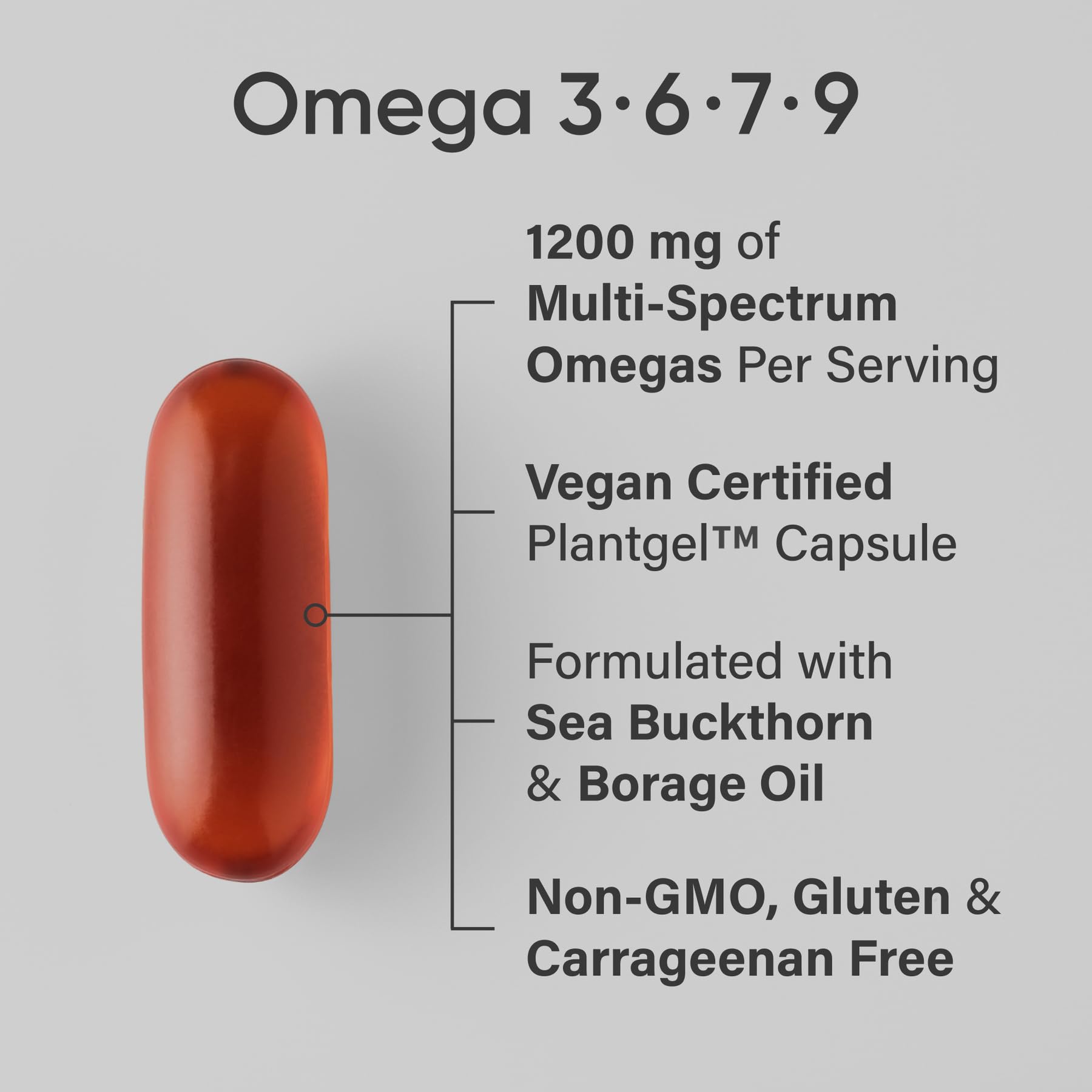Sports Research Vegan Omega: étiquette affichant les ingrédients végétaux.