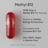 Sports Research vitamine B12 méthylcobalamine, forme active prête à l'emploi pour l'énergie.