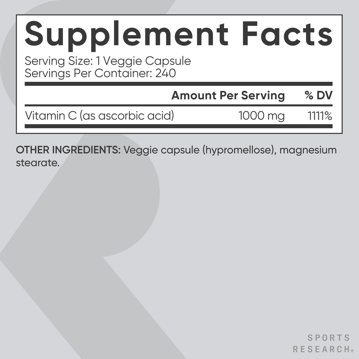 Sports Research vitamine C prise unique par jour
