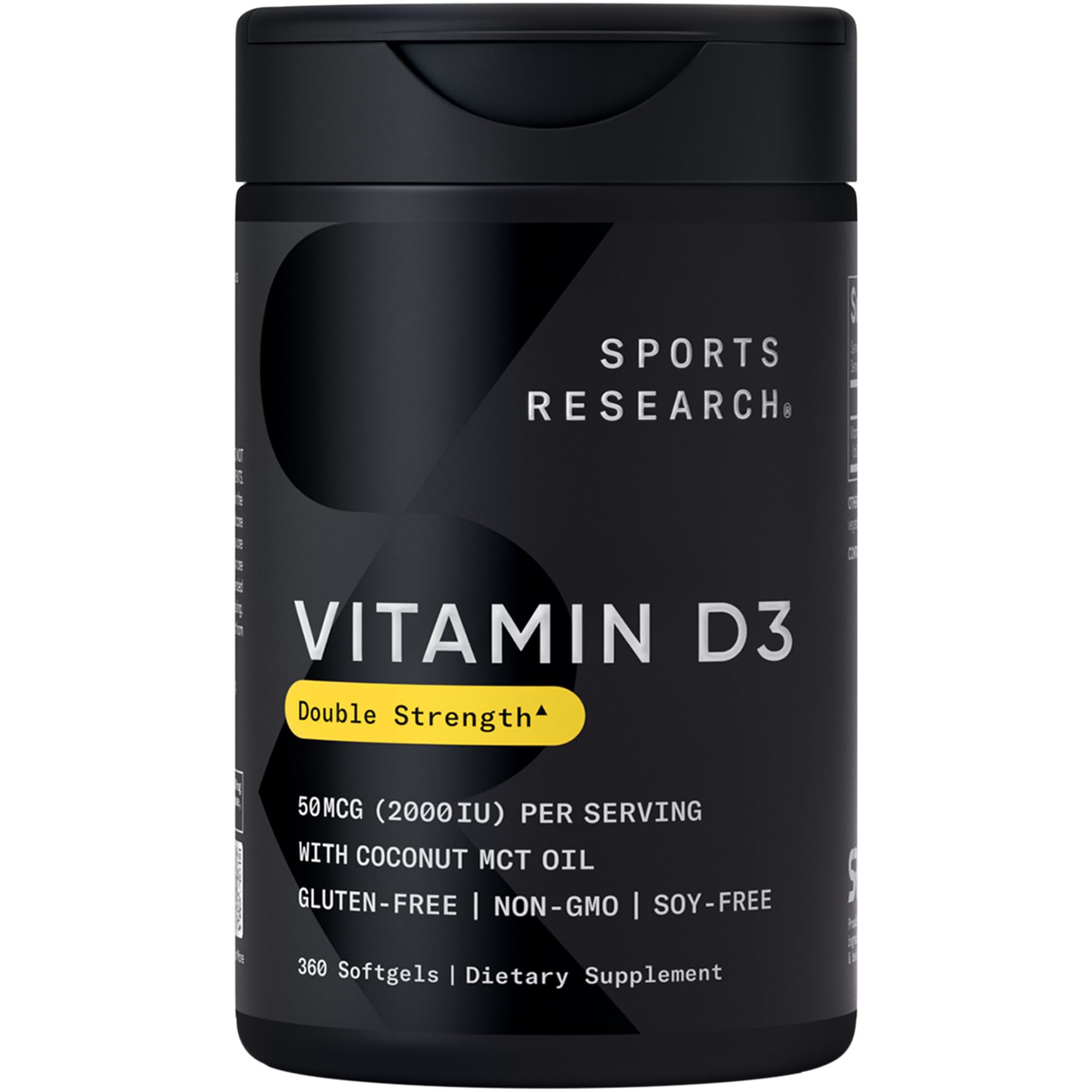 Sports Research Vitamine D3 2000 UI mini softgels faciles à avaler.