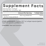 Sports Research Vitamine D3 4000 UI capsules, bouteille facile à ouvrir.