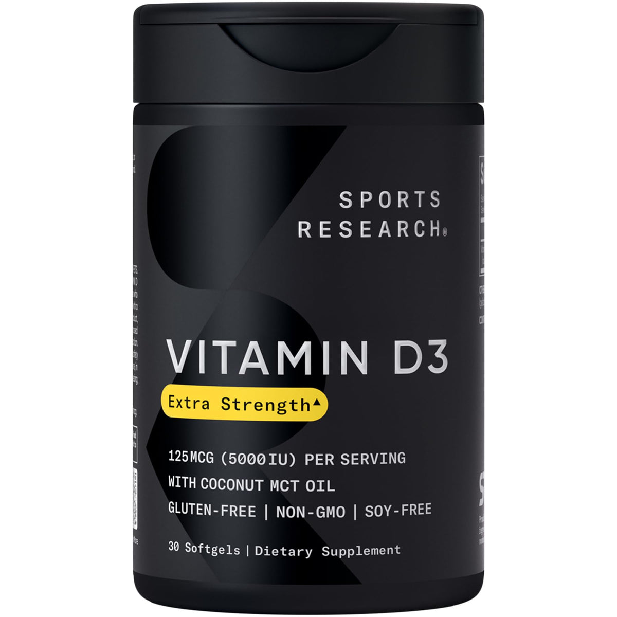 Sports Research Vitamine D3 5000 UI — bouteille de capsules molles, soutien immunitaire quotidien