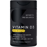 Sports Research Vitamine D3 5000 UI — bouteille de capsules molles, soutien immunitaire quotidien