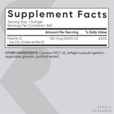 Flacon Sports Research D3 avec flacon clair et haut niveau de qualité.