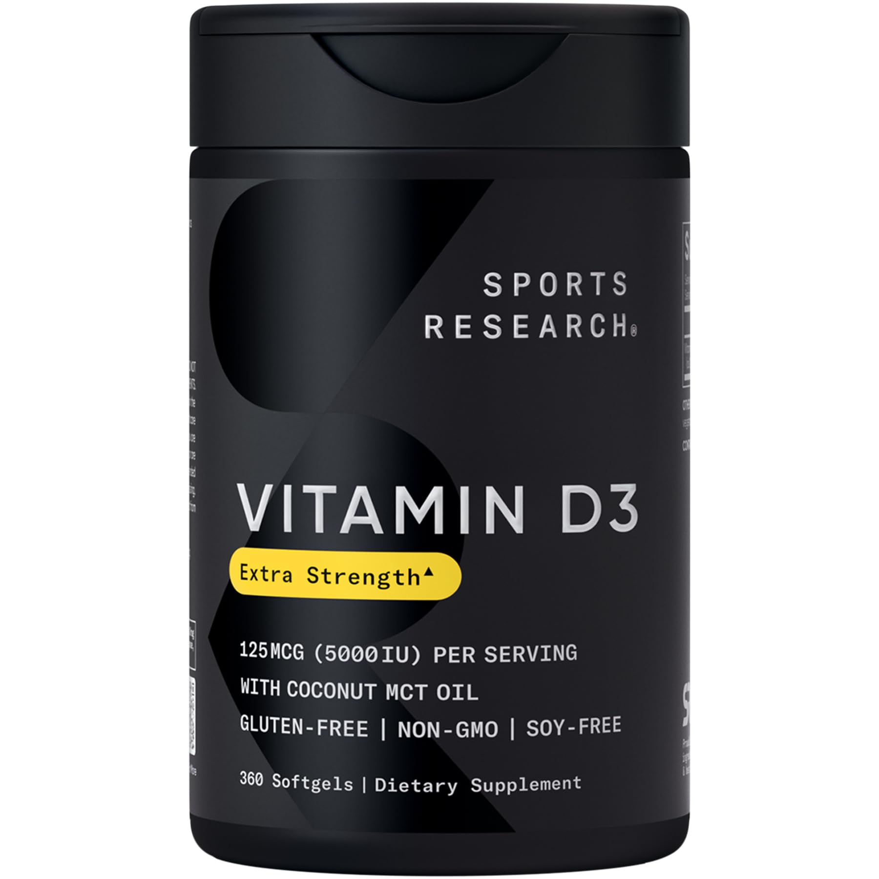 Sports Research Vitamine D3 avec huile MCT en flacon, soutien des os et immunité.