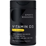 Sports Research Vitamine D3 avec huile MCT en flacon, soutien des os et immunité.