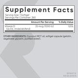 Sports Research Vitamine D3, qualité premium et absence d’allergènes.