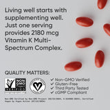 Sports Research Vitamin K Multi-Spectrum – capot et conditionnement du flacon.
