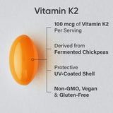 Sports Research Vitamine K2 MK7, capules vegan, absorption optimisée pour la santé des os.
