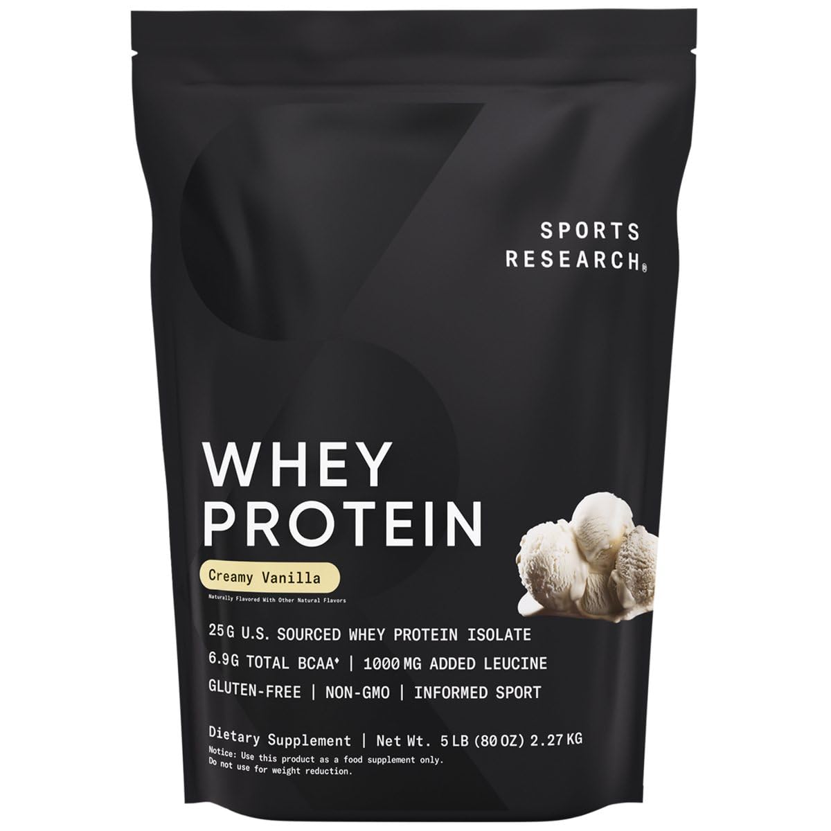 Sports Research Whey Protein vanille crème – sachet pratique pour prise de protéines quotidienne