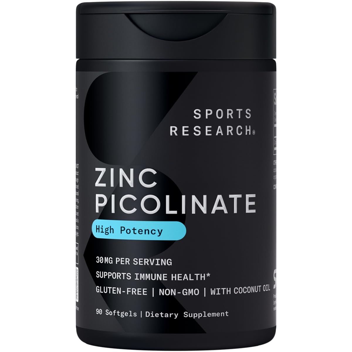 Sports Research Zinc Picolinate montre le flacon pour une utilisation quotidienne