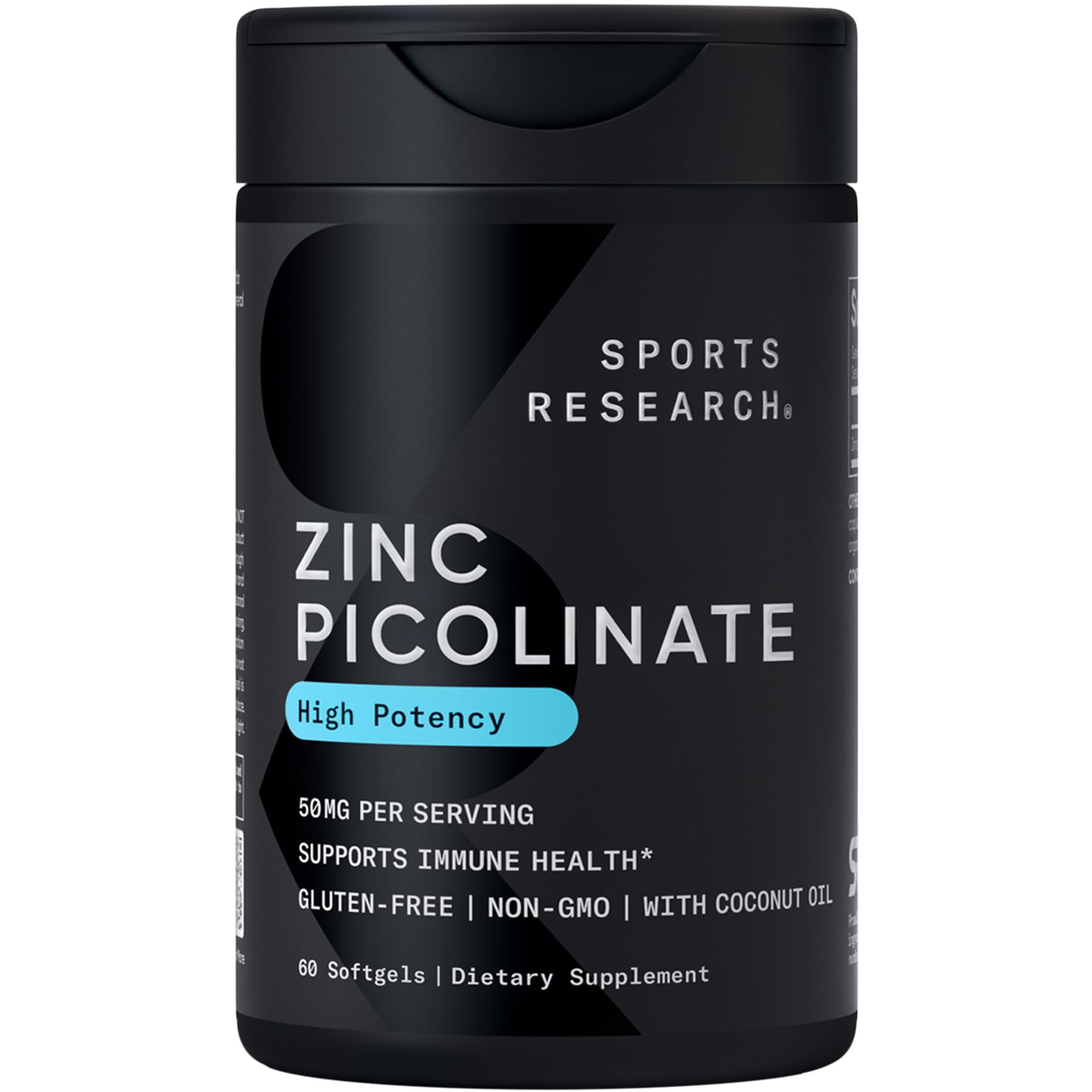 Sports Research Zinc Picolinate - bouteille, format pratique pour usage quotidien