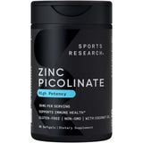 Sports Research Zinc Picolinate montre le flacon pour une utilisation quotidienne
