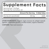 Sports Research Zinc Picolinate - détails des capsules et texture lisse